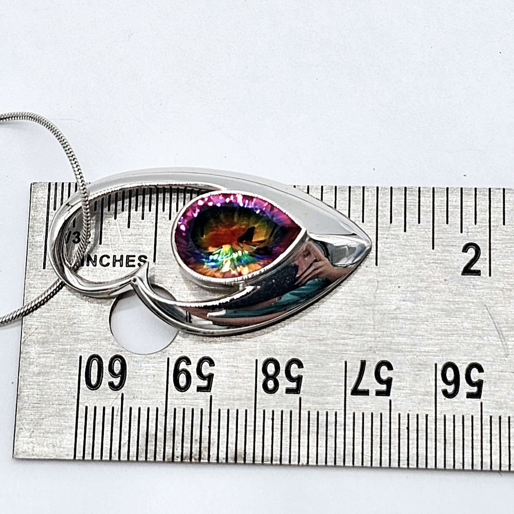 $200 NWT KOHLS 925 STERLING SILVER RAINBOW QUARTZ VIBRANT LOVE HEART NECKLACE - Picture 5 of 10